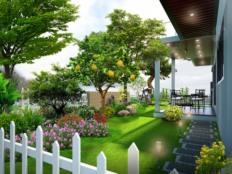 thiết kế sân vườn biệt thự