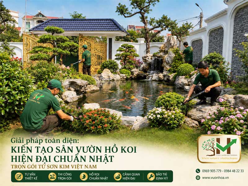 Giải pháp toàn diện: kiến tạo sân vườn hồ koi hiện đại chuẩn Nhật trọn gói từ Sơn Kim Việt Nam