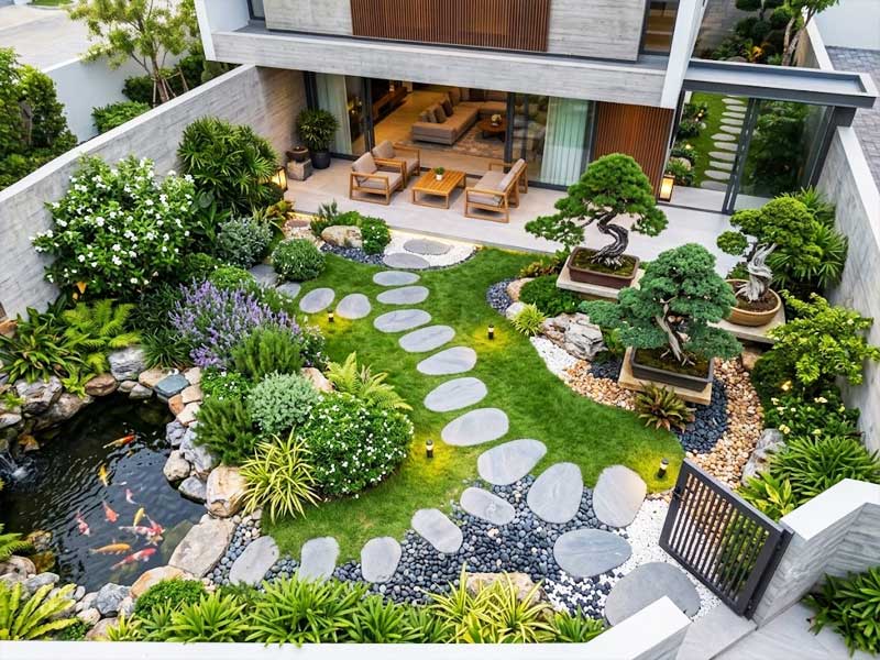 Nghệ thuật thiết kế lối đi bước dạo sân vườn đánh thức mọi giác quan | Sơn Kim Việt Nam